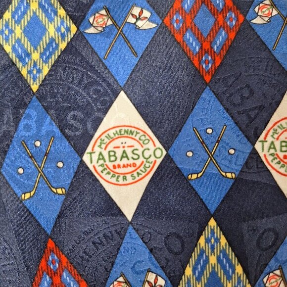 Tabasco Hot Sauce Golf Flags Silk Necktie - Picture 2 of 8